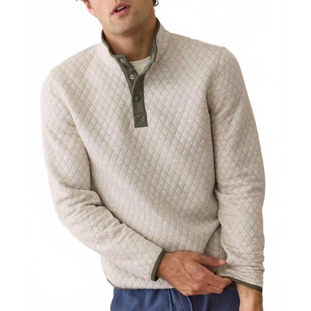 NEW MARINE LAYER corbet quilted reversible pullover in oatmeal olive